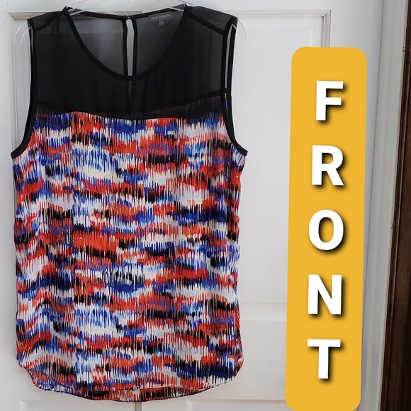 VINCE CAMUTO | Large Black Sheer Sleeveless Top - Picture 2 of 8